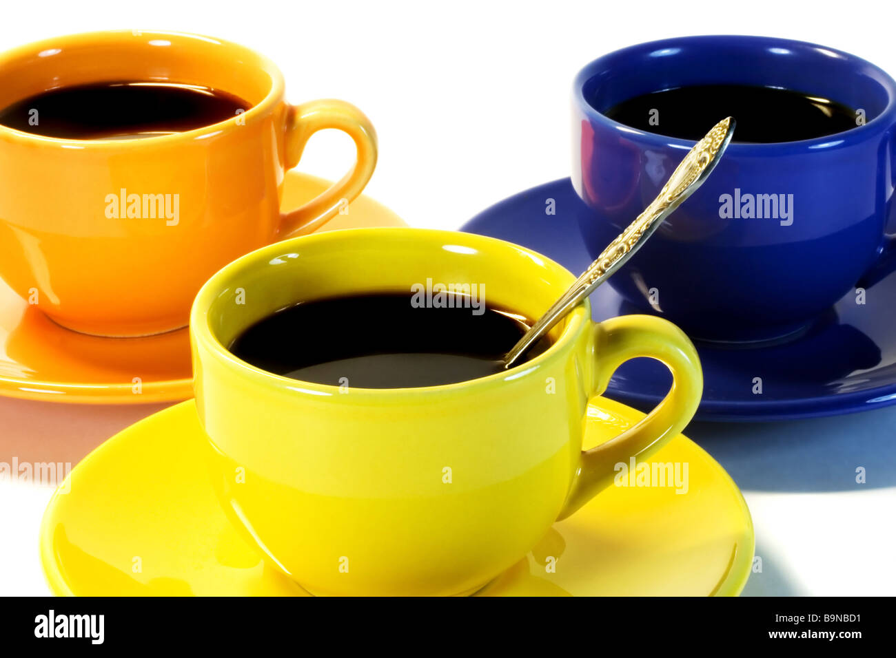 Three color coffee cups Stock Photo Alamy