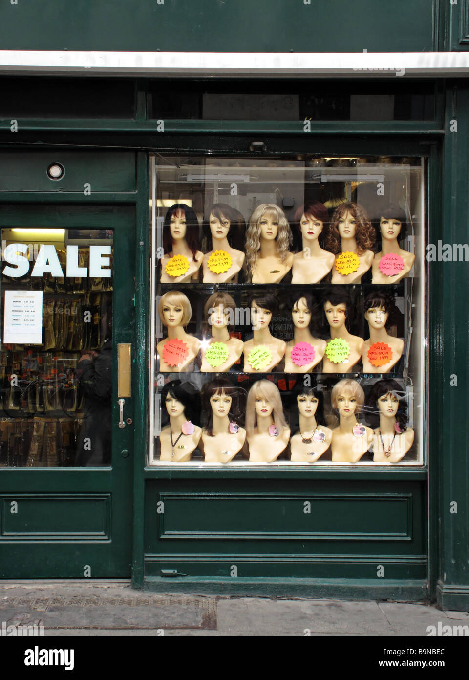 Wig Shop Dublin street Ireland Stock Photo