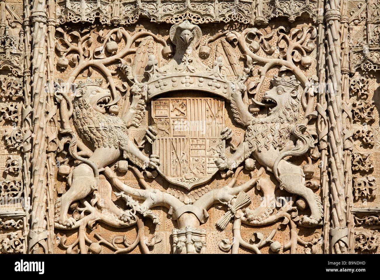 Facade of Colegio de San Gregorio Elizabethan Gothic Art Valladolid Castilla Leon Spain Stock Photo