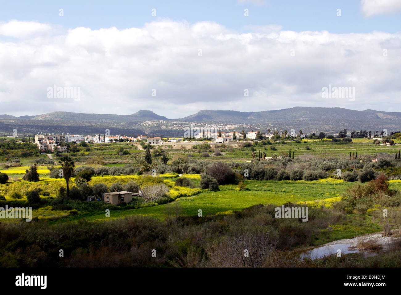 THE VIEW FROM THE VILLAGE OF POLIS TOWARDS LAKKI (LATSI) ON THE ISLAND OF CYPRUS. Stock Photo