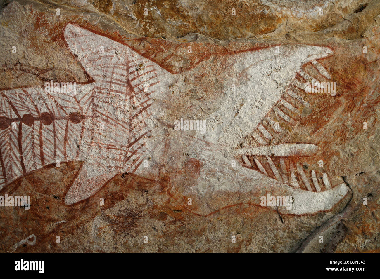 Aboriginal rock painting at Mount Borradaile in Arnhemland, Australia Stock Photo