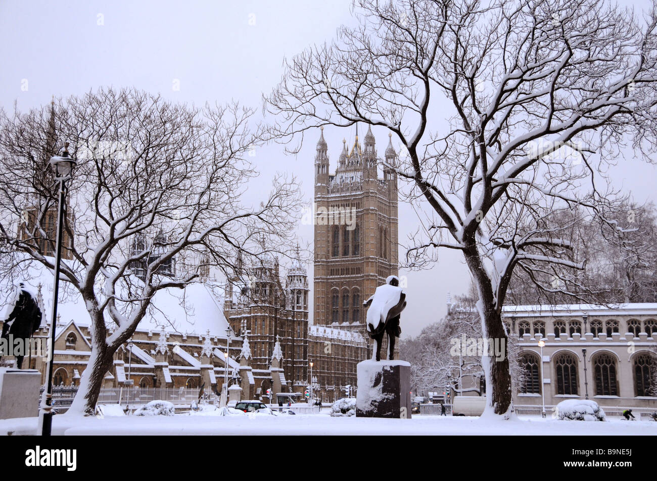 Westminster, London blanketed in snow February 2009 Stock Photo