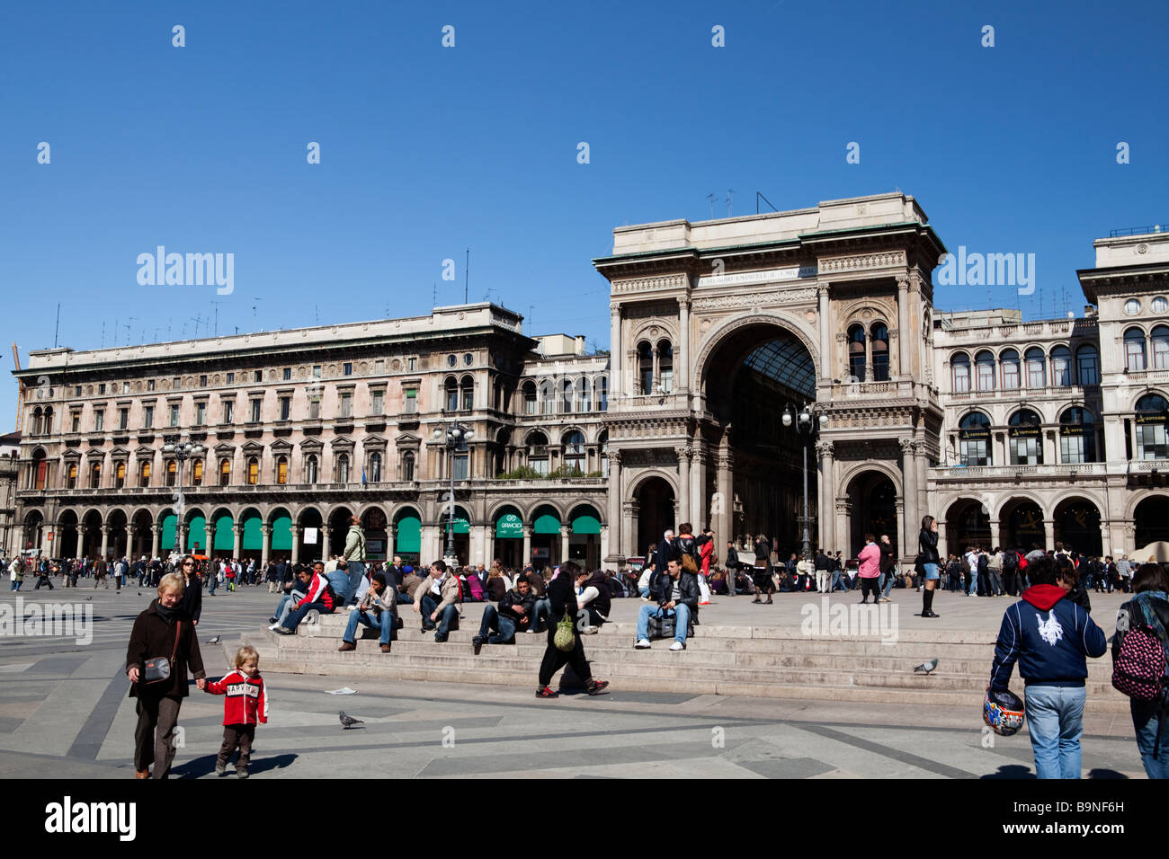 Galleria Vittorio Emanuele view from the Piazza del Duomo. Mialno, Lombardy, Italy Stock Photo