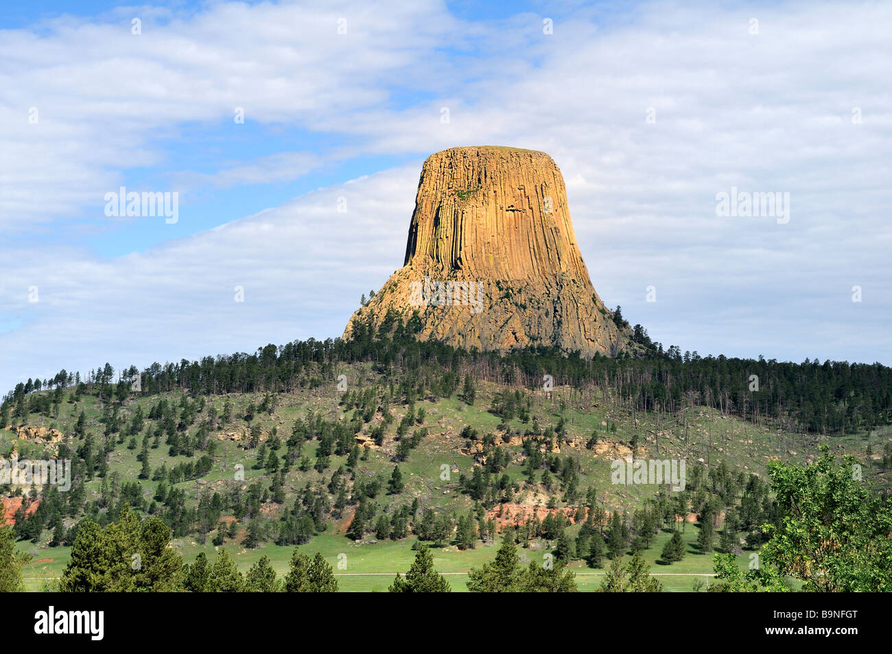 Devil Tower mountain at the state Wyoming Stock Photo