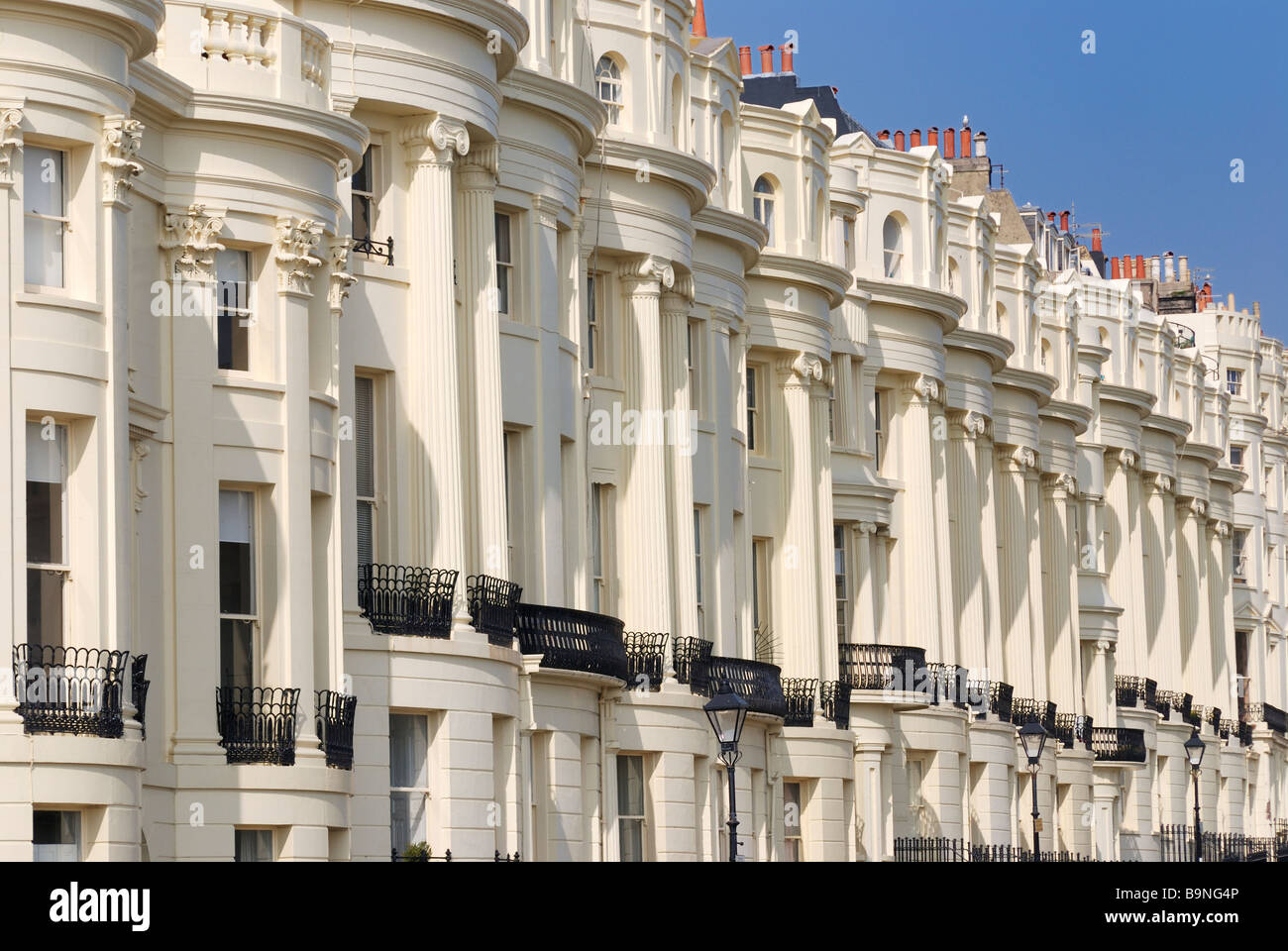 Row of Regency houses in Brighton Hove Stock Photo