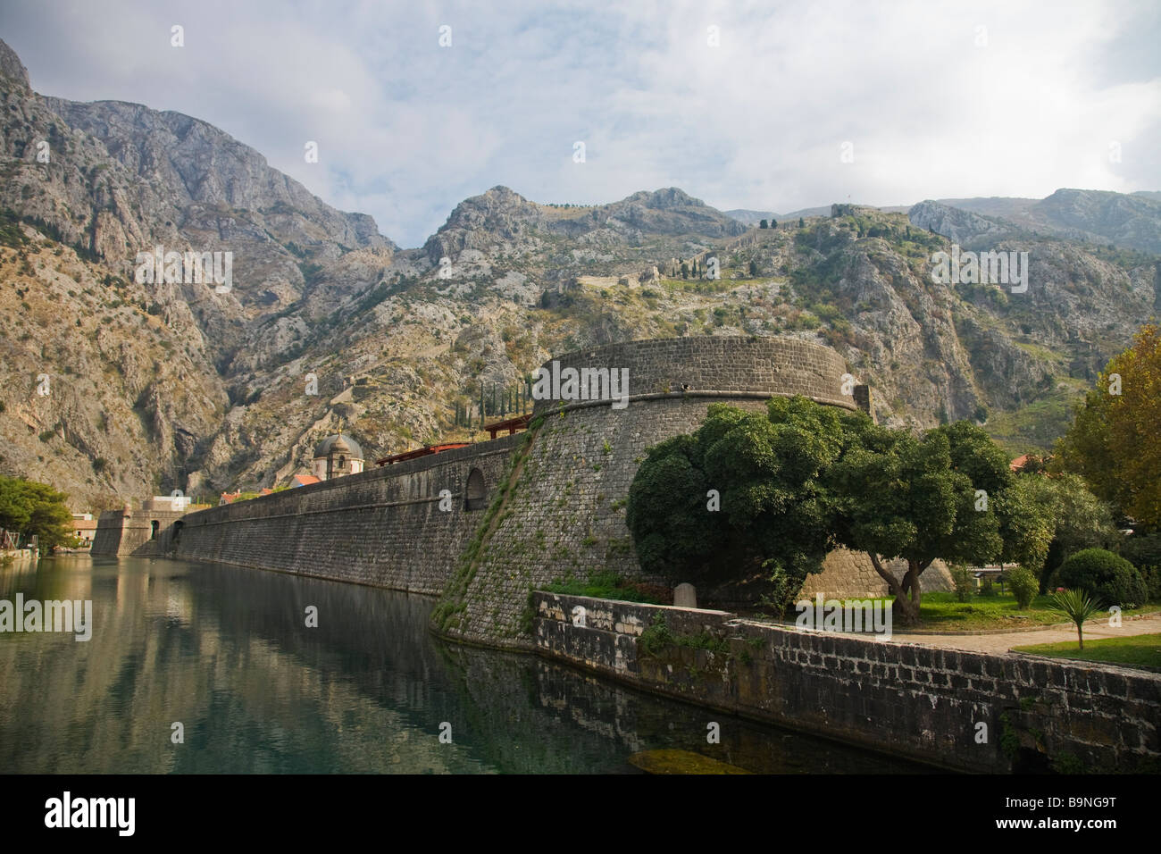 Medieval City Walls surround UNESCO world heritage site of Kotor Montenegro Europe Stock Photo