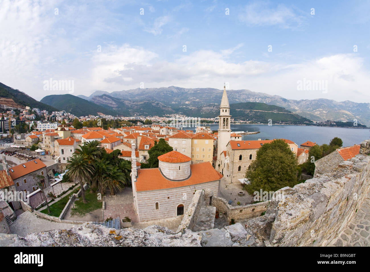 Old town and fort Budva Montenegro Europe Stock Photo