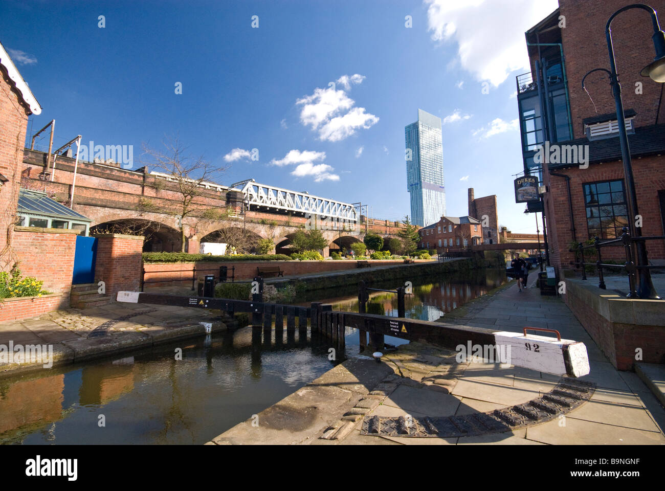 Manchester Canal Gate Castlefield Stock Photo