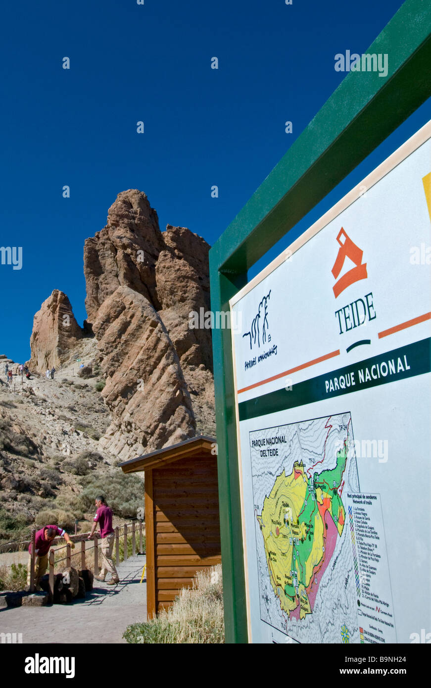 Map and entrance to Las Canadas and Mount Teide in Teide National Park Tenerife Canary Islands Spain Stock Photo