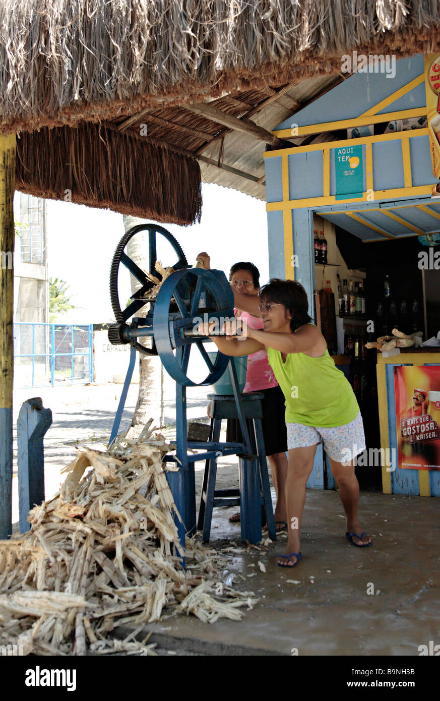 Sugacane juice vendors in Canavieiras Bahia Brazil South America Stock Photo