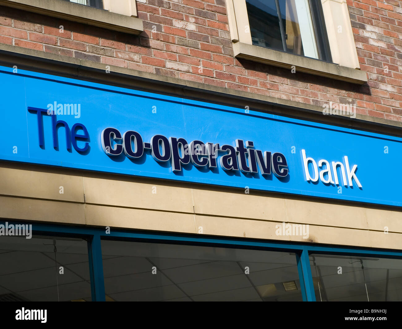 Blue sign on the Co-operative Bank Stock Photo