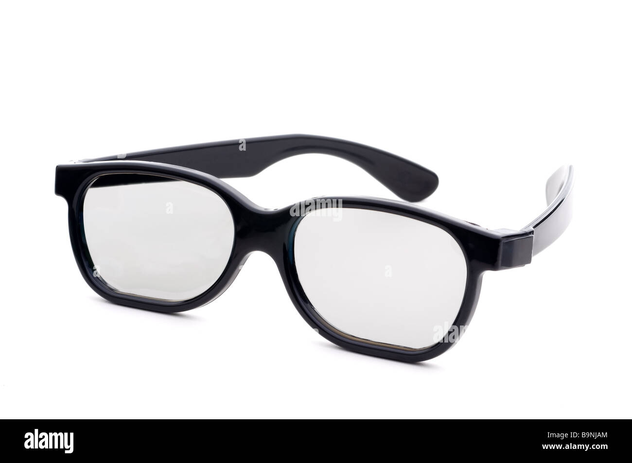 Black eye glasses with tinted lenses on a white background Stock Photo