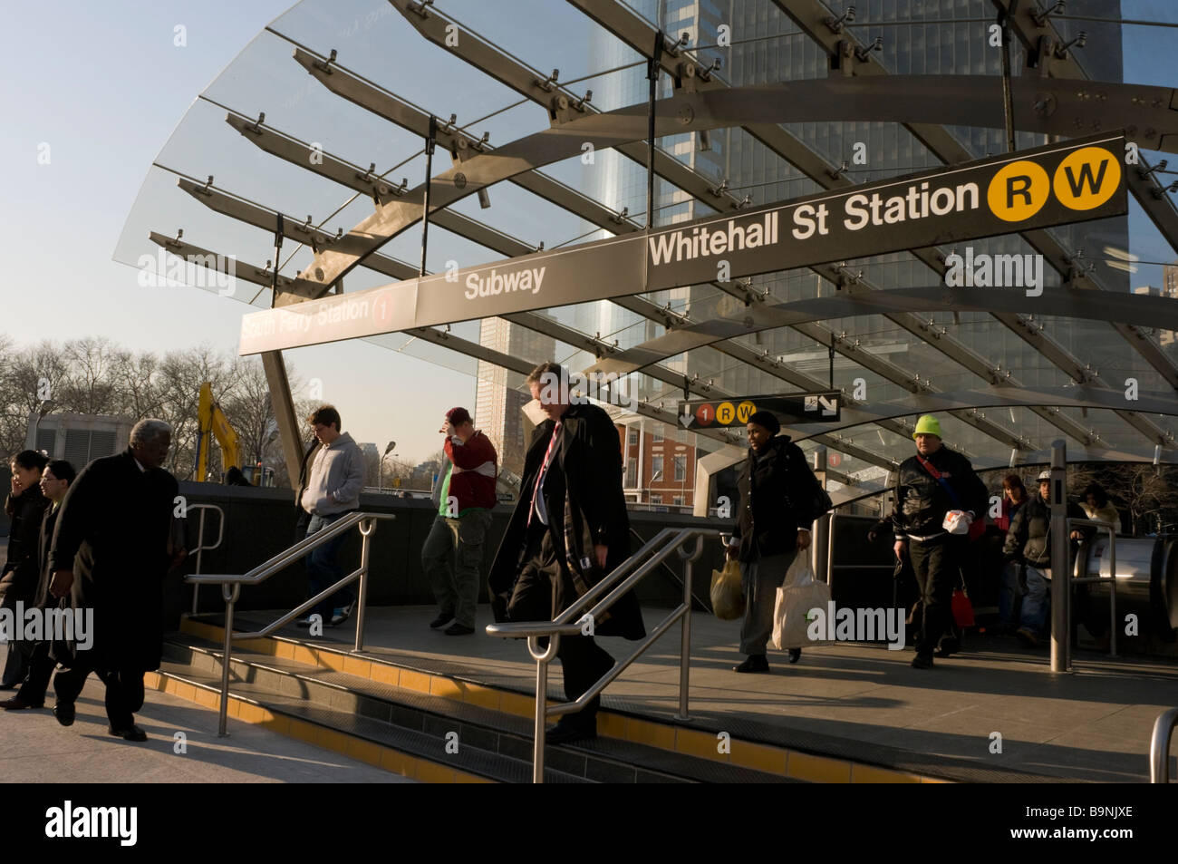 Commuters at the brand new South Ferry Whitehall Street subway station