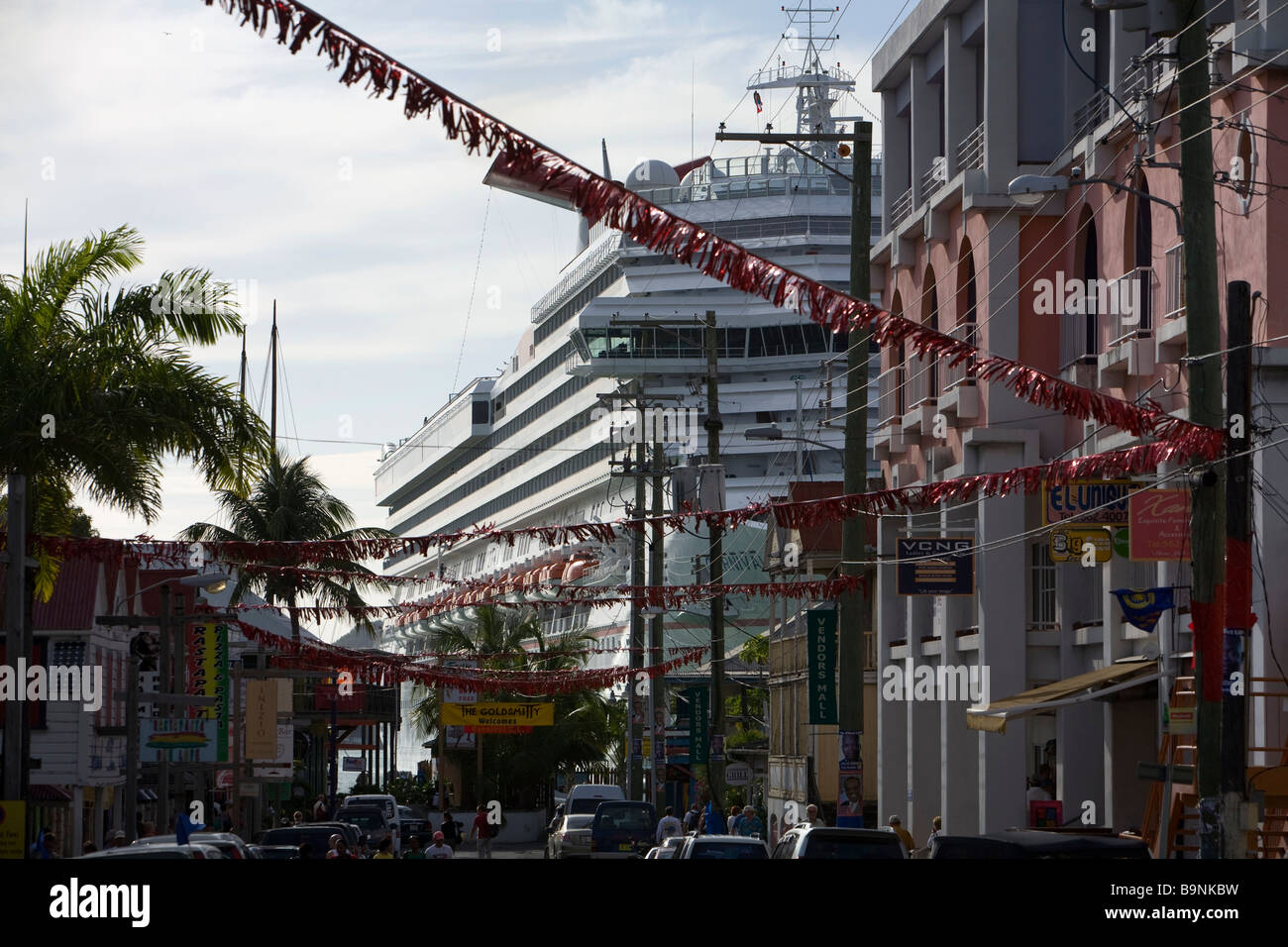 Cruise ship, Carnival Freedom, in port at St Johns Antigua Stock Photo