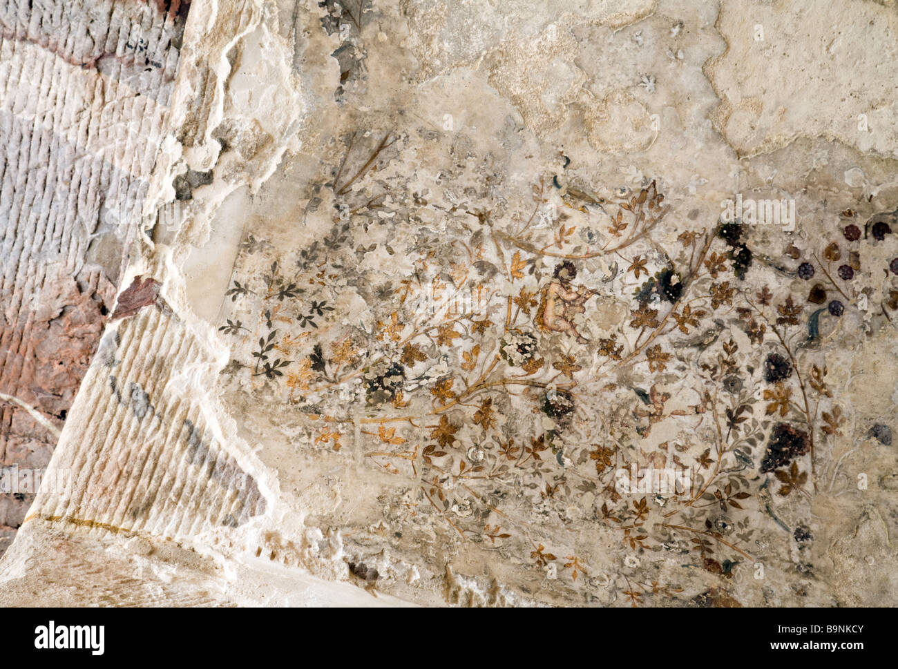 Detail of the only known Nabatean painting in existence, 'Little Petra', Jordan Stock Photo