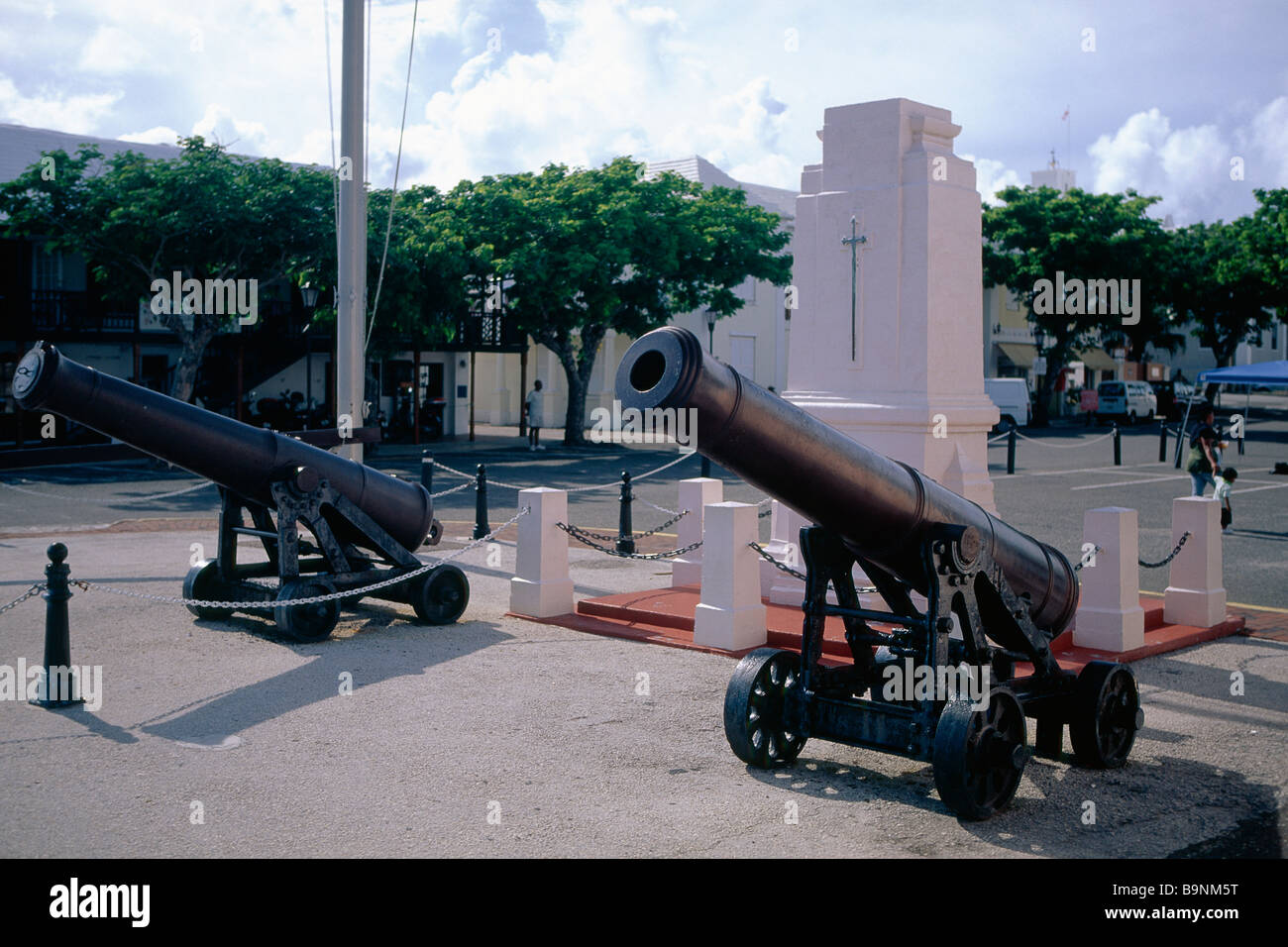 Two Old Cannons on King s Square St George Bermuda Stock Photo
