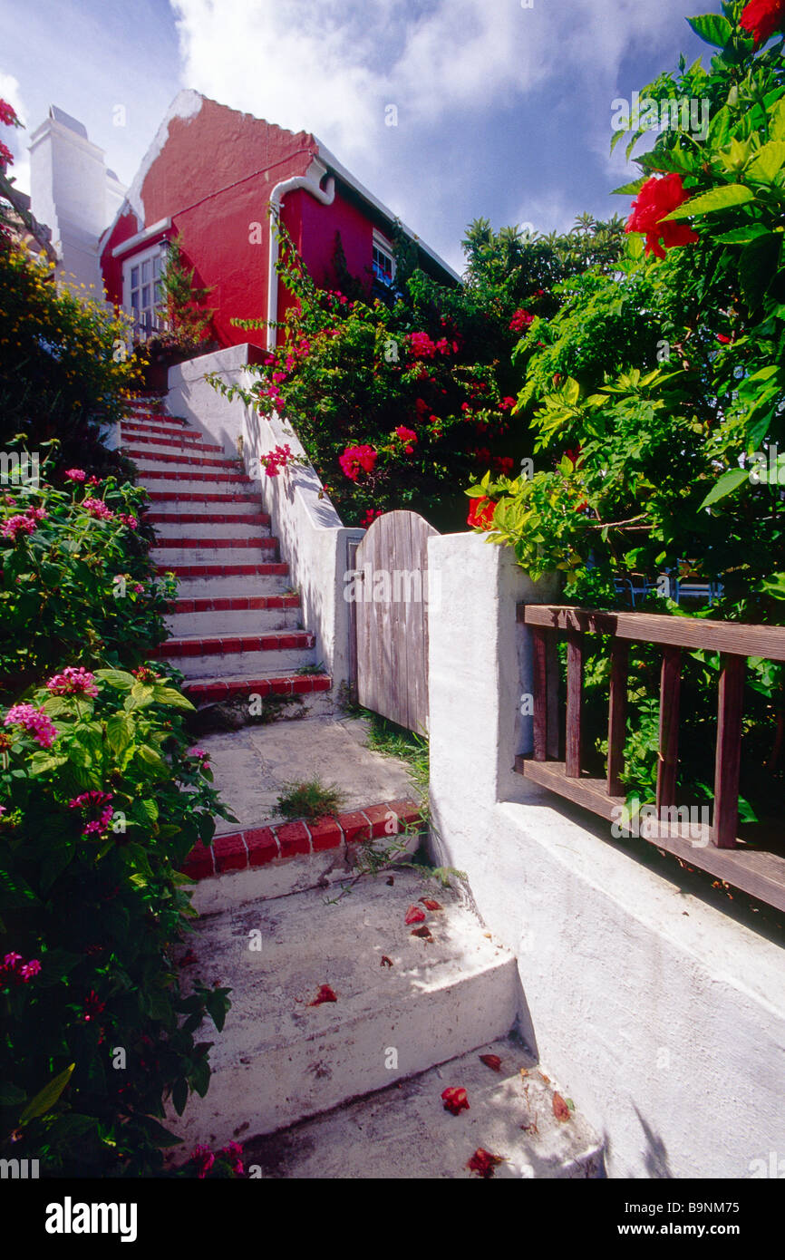 Quaint Street in St George Bermuda Stock Photo