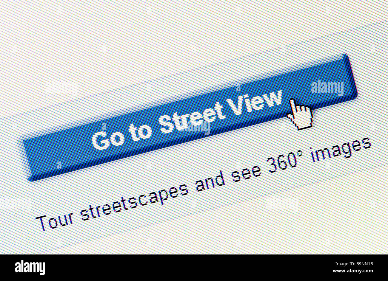 Macro screenshot of Google Street View icon bar on computer screen (Editorial use only) Stock Photo