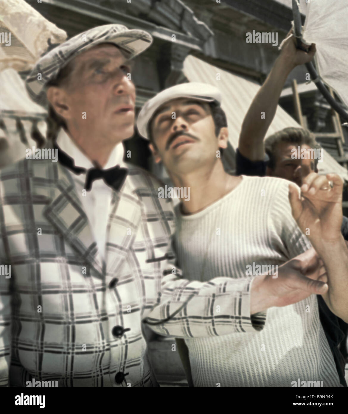 Film director Edmon Keosayan right rehearses with actor Sergei Filippov 