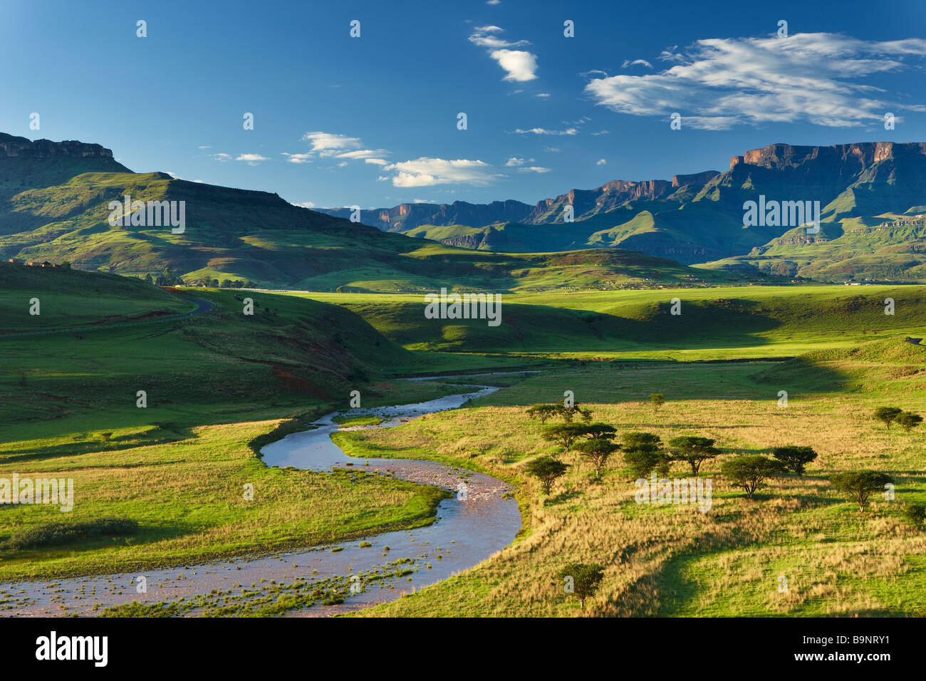 the Tugela Valley with the Drakensberg Mountains beyond, KwaZulu Natal, South Africa Stock Photo