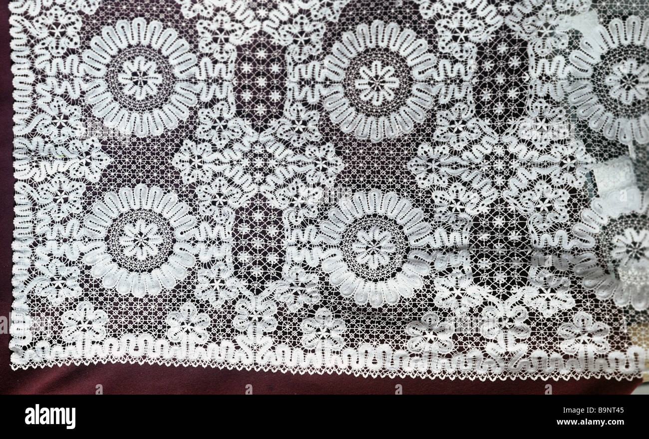 Bobbin lace coverlet made by the Yelets lace center s artist A Petrova