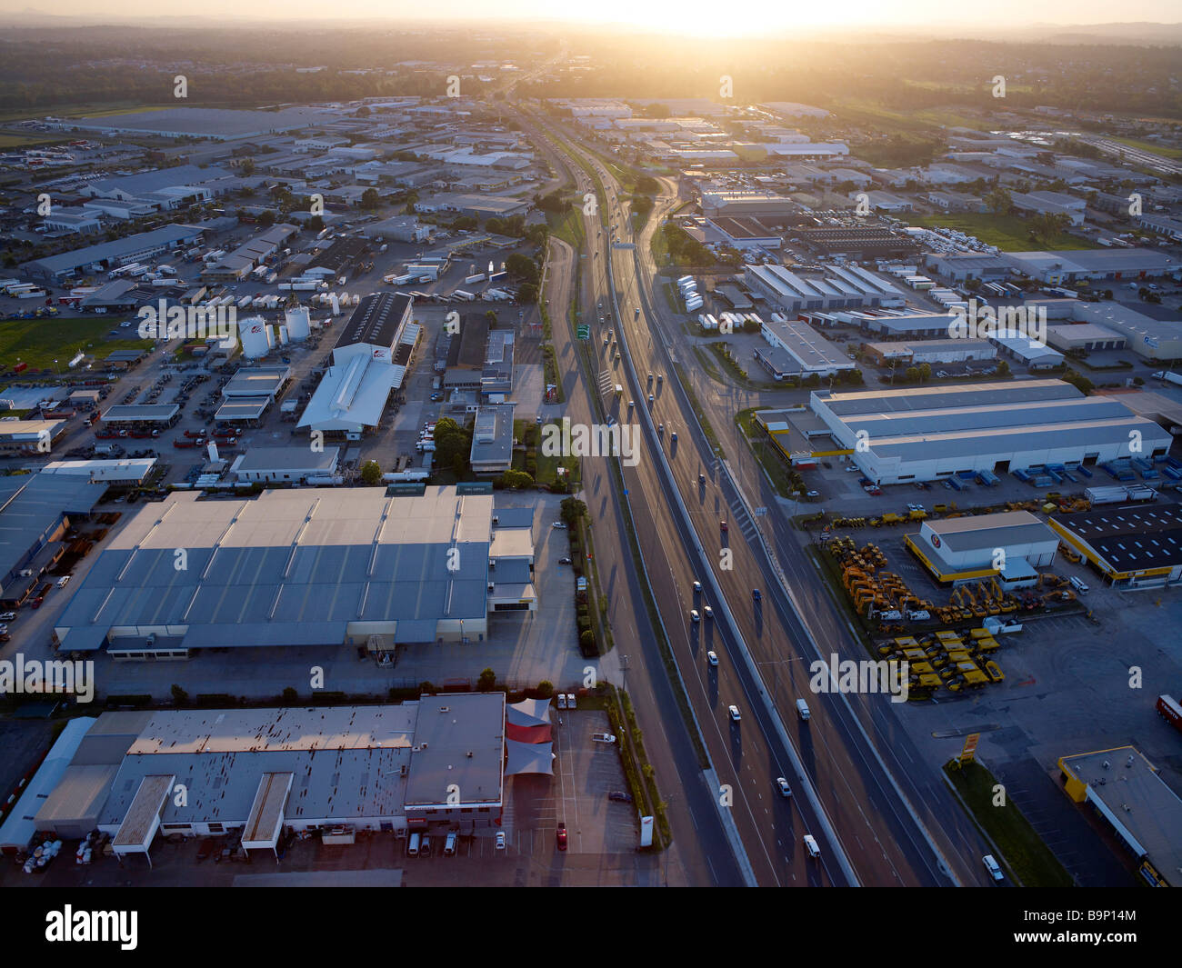 Aerial view of Archerfield industrial estate Brisbane Stock Photo