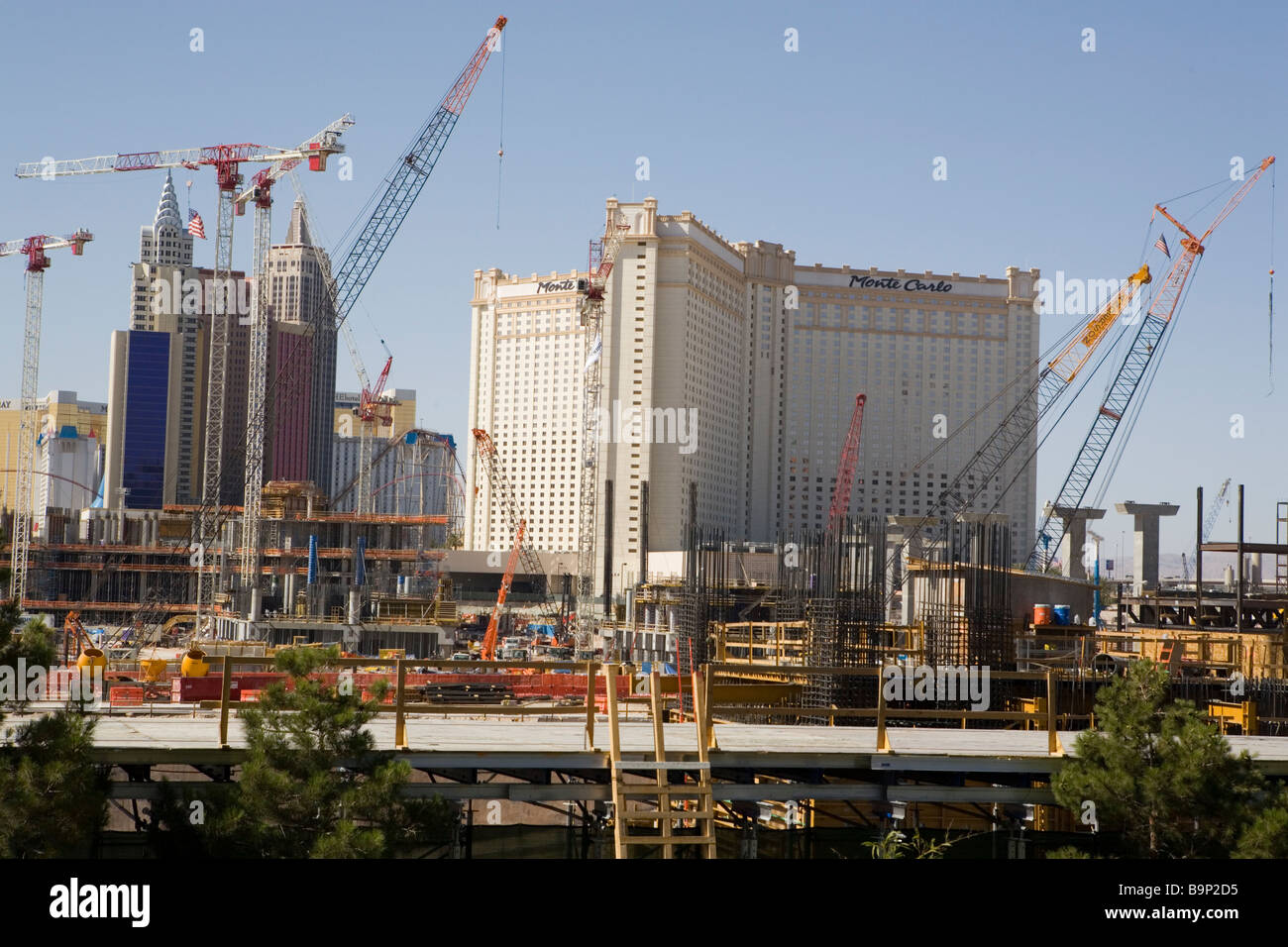 Construction cranes on the Las Vegas strip in Nevada USA Stock Photo