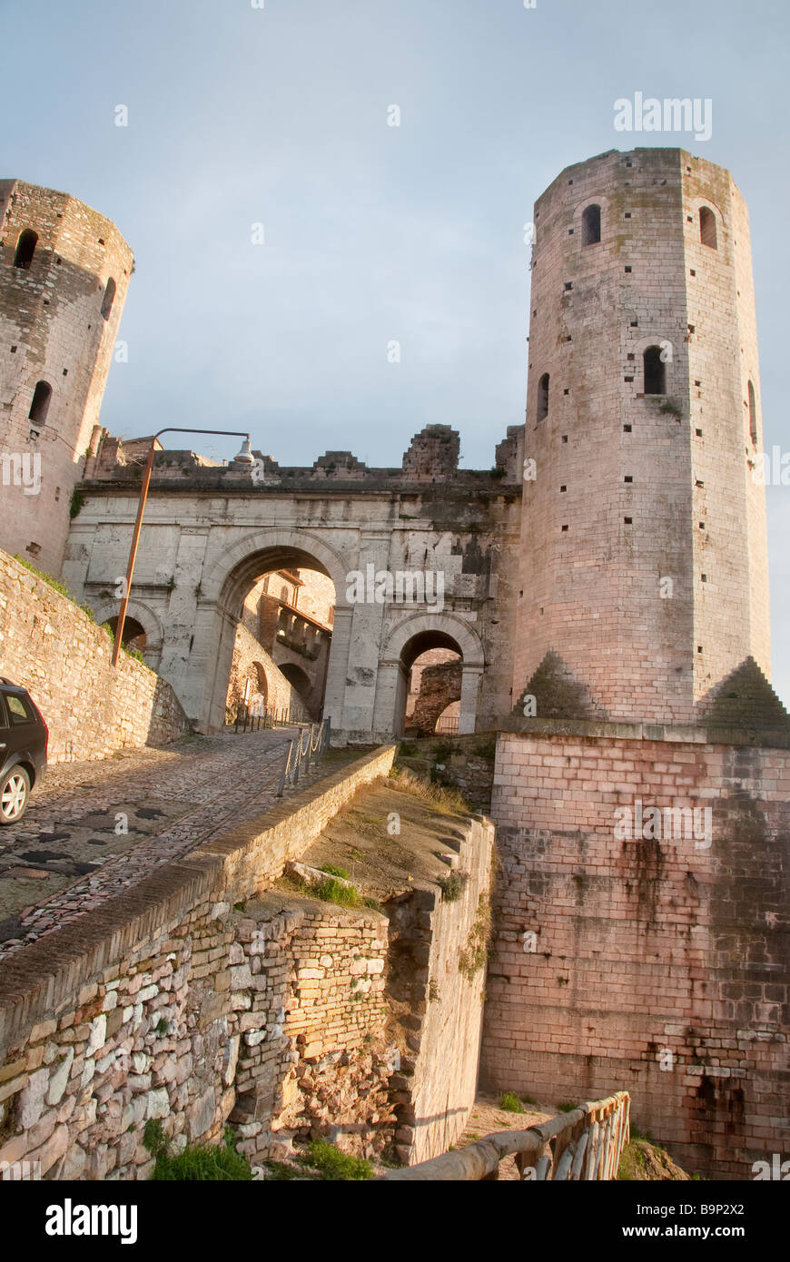 umbrians ancient rome on The Ancient Roman Gate Of Venus Or Venere With The 12 Sided Towers Of Stock Photo Alamy