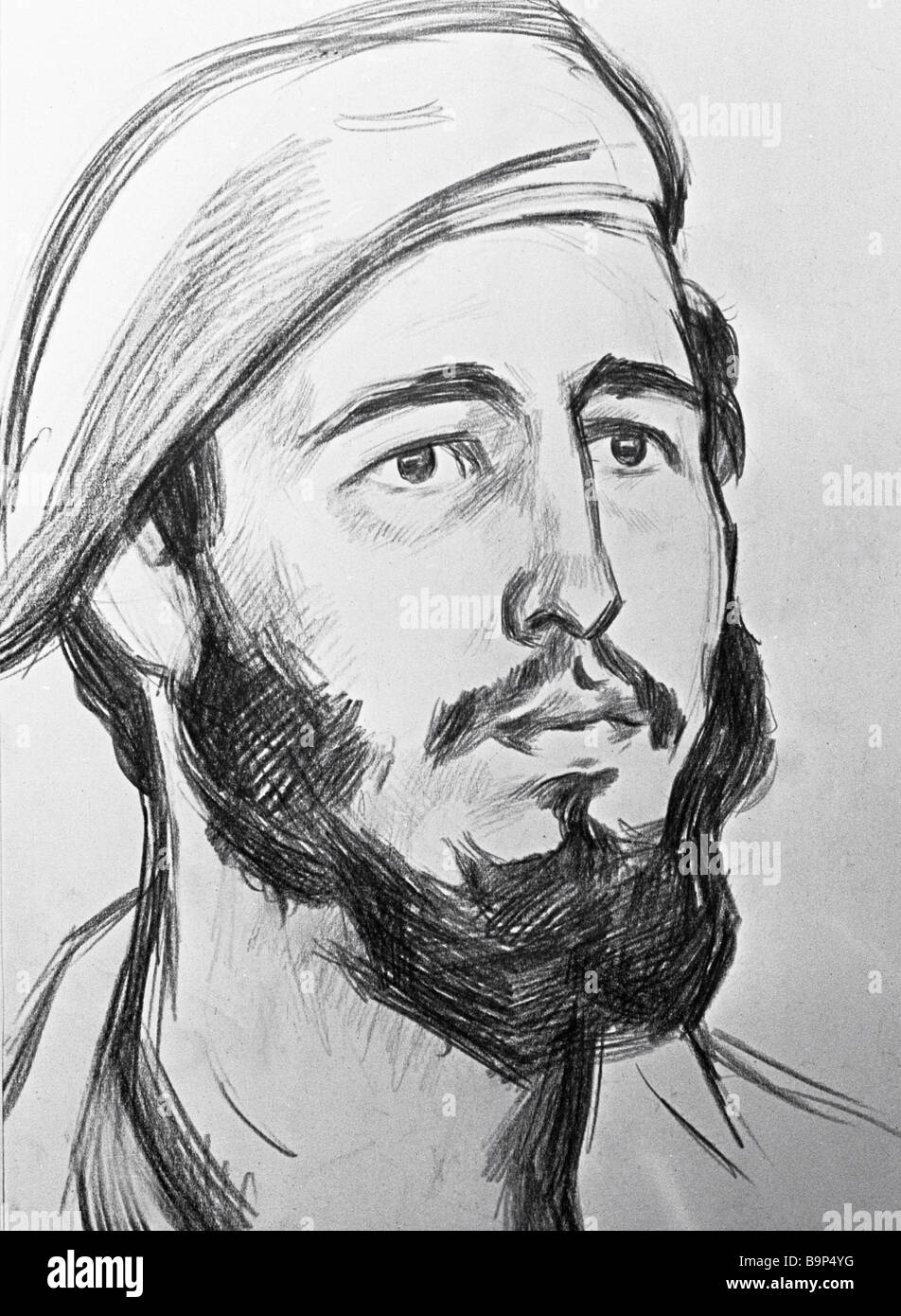 A reproduction of Viktor Ivanov s drawing Fidel Castro ...