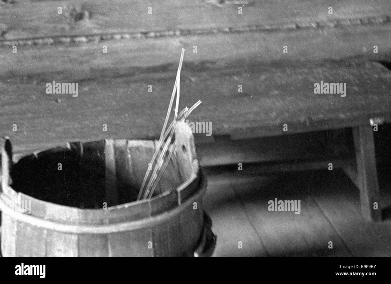 A vat with brine used to douse rods before flogging children in the ...