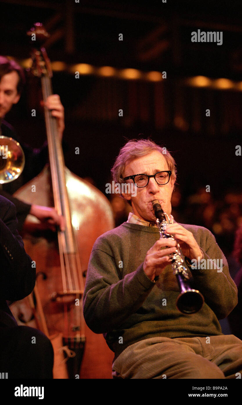 Film Director Woody Allen playing with his New Orleans jazz band at the Royal Festival