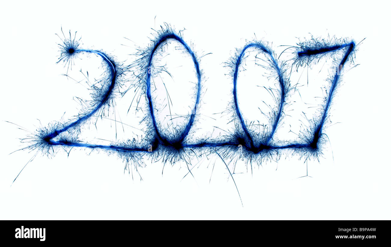 2007 blue sparkler Stock Photo