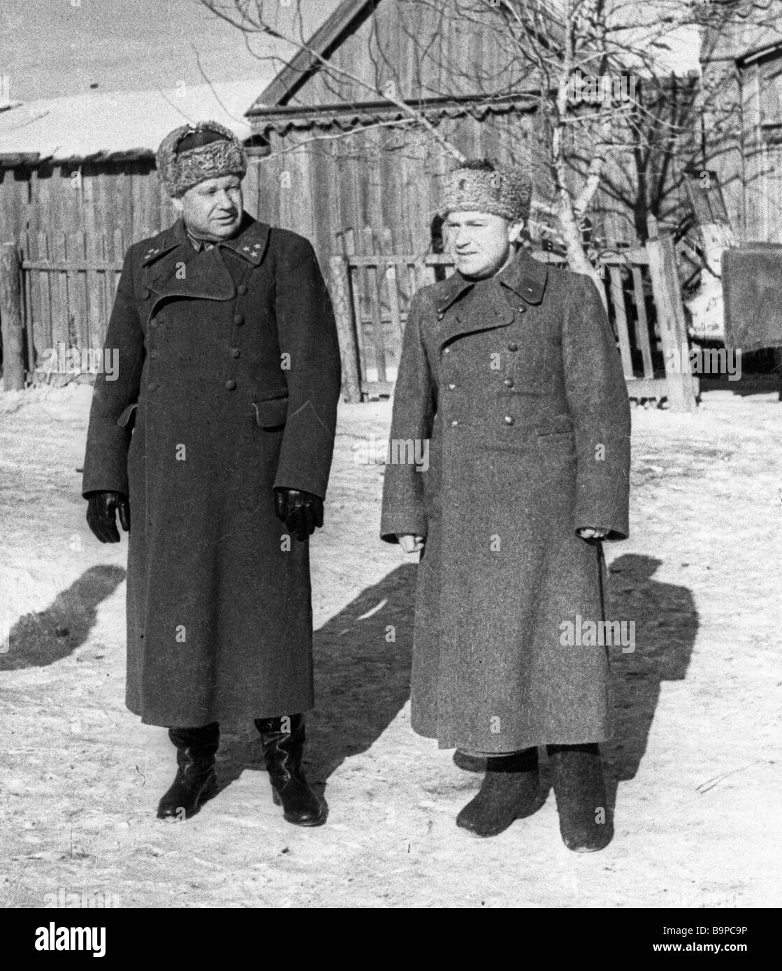 Commander of the 64 army General Mikhail Shumilov left and chairman of ...