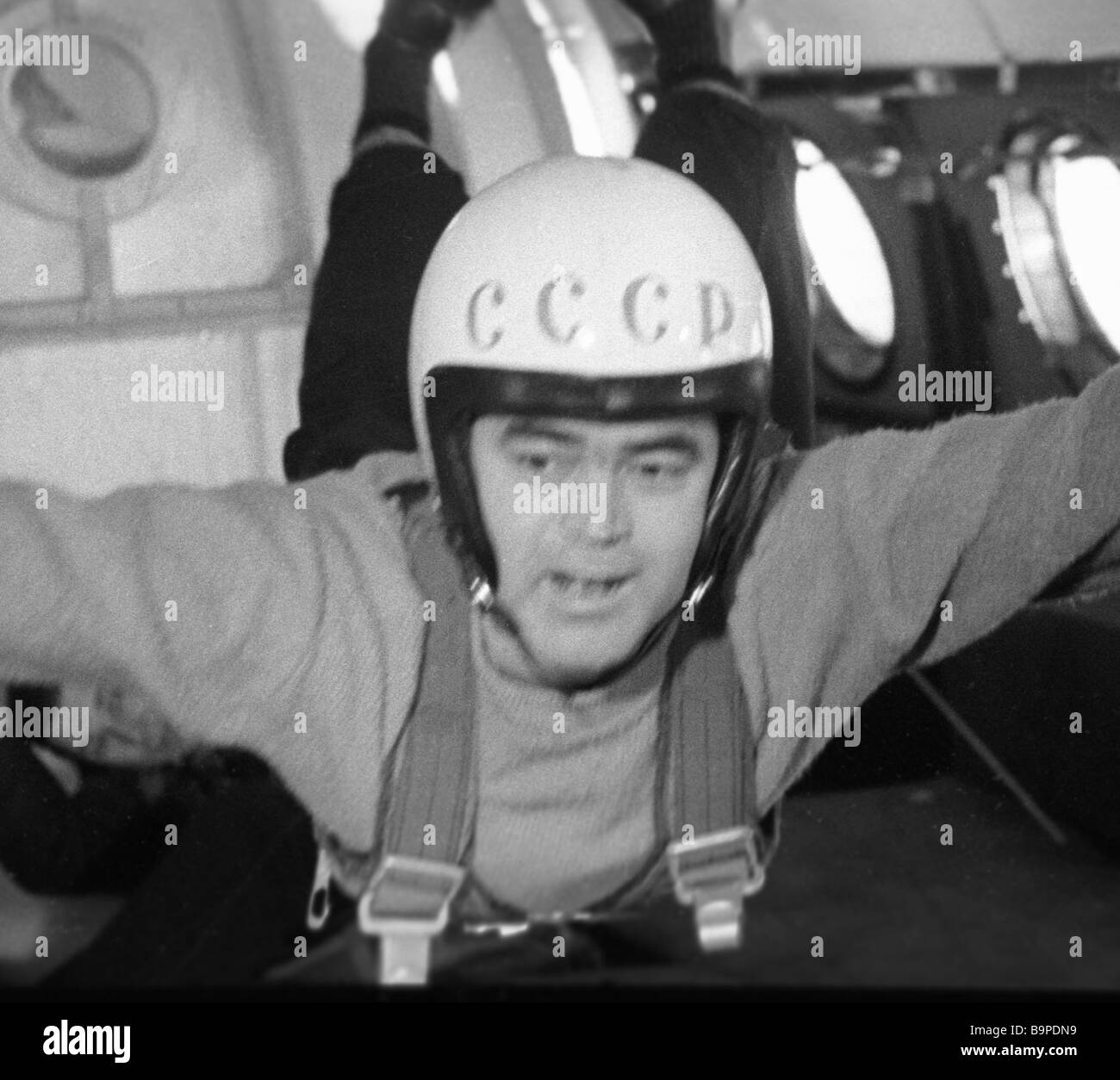 Andriyan Nikolayev having zero gravity training in the laboratory plane