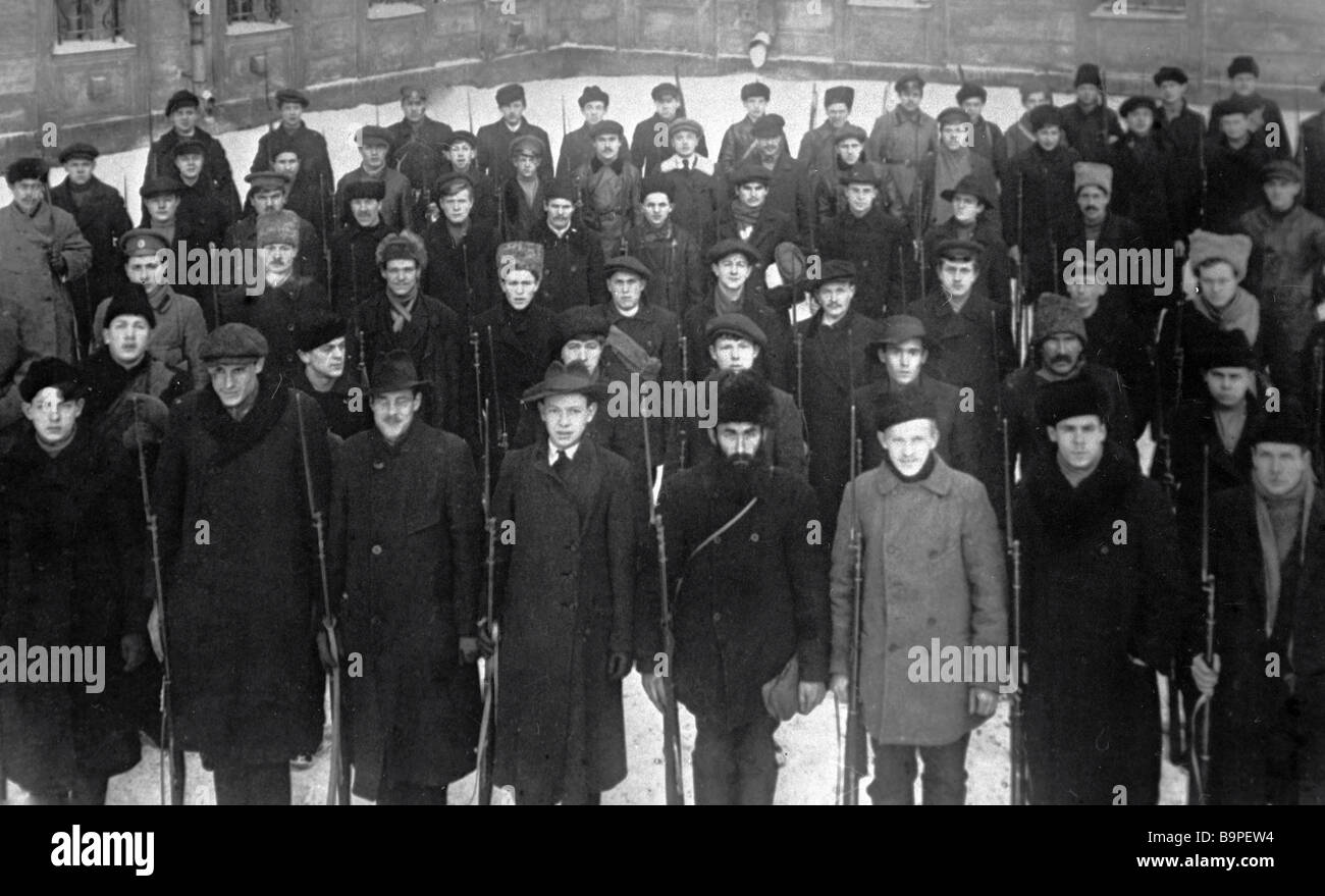 Red Guard workers of the Russian Renault factory in Rybinsk before