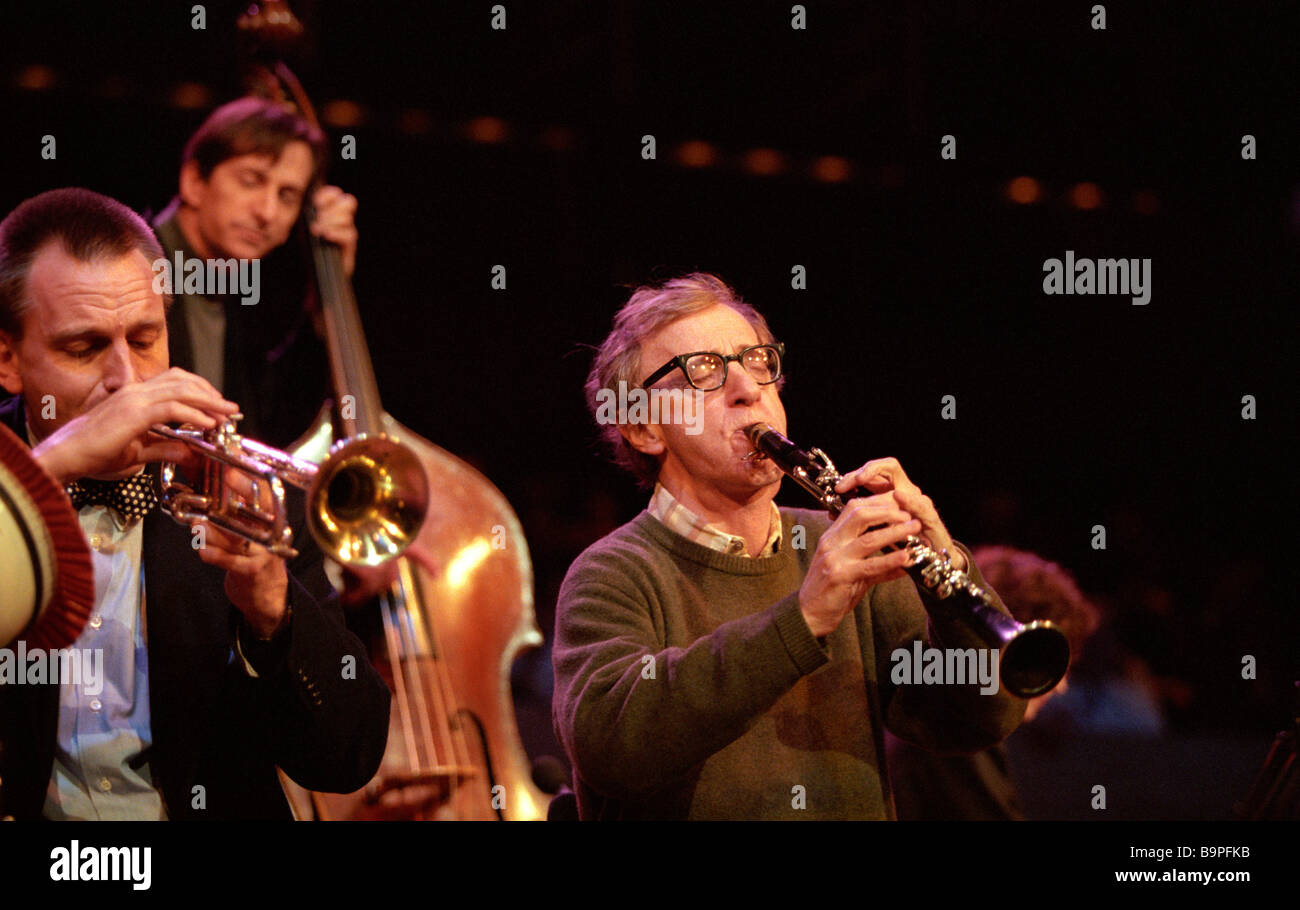 Film Director Woody Allen playing with his New Orleans jazz band at the Royal Festival