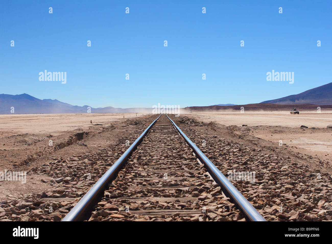 railway in bolivia's desert Stock Photo