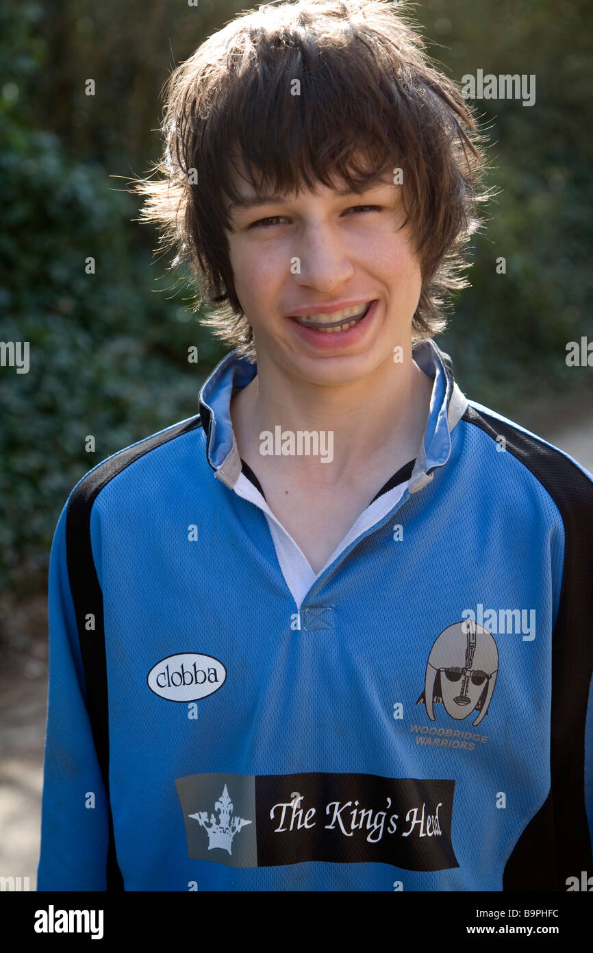 Model Released picture of teenage boy wearing a rugby shirt Stock Photo ...