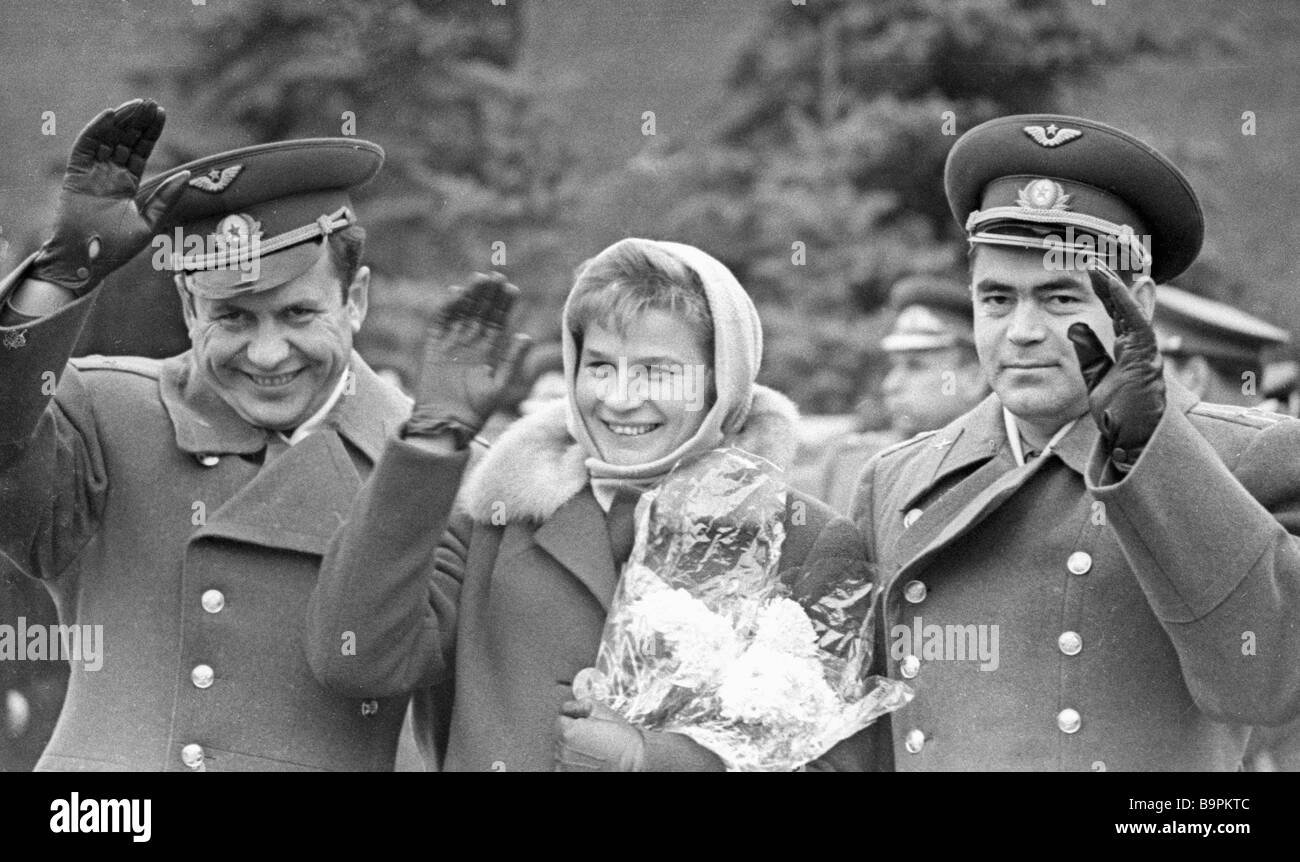 Space Pilots Pavel Popovich Valery Bykovsky Valentina Nikolayeva Tereshkova And Andriyan