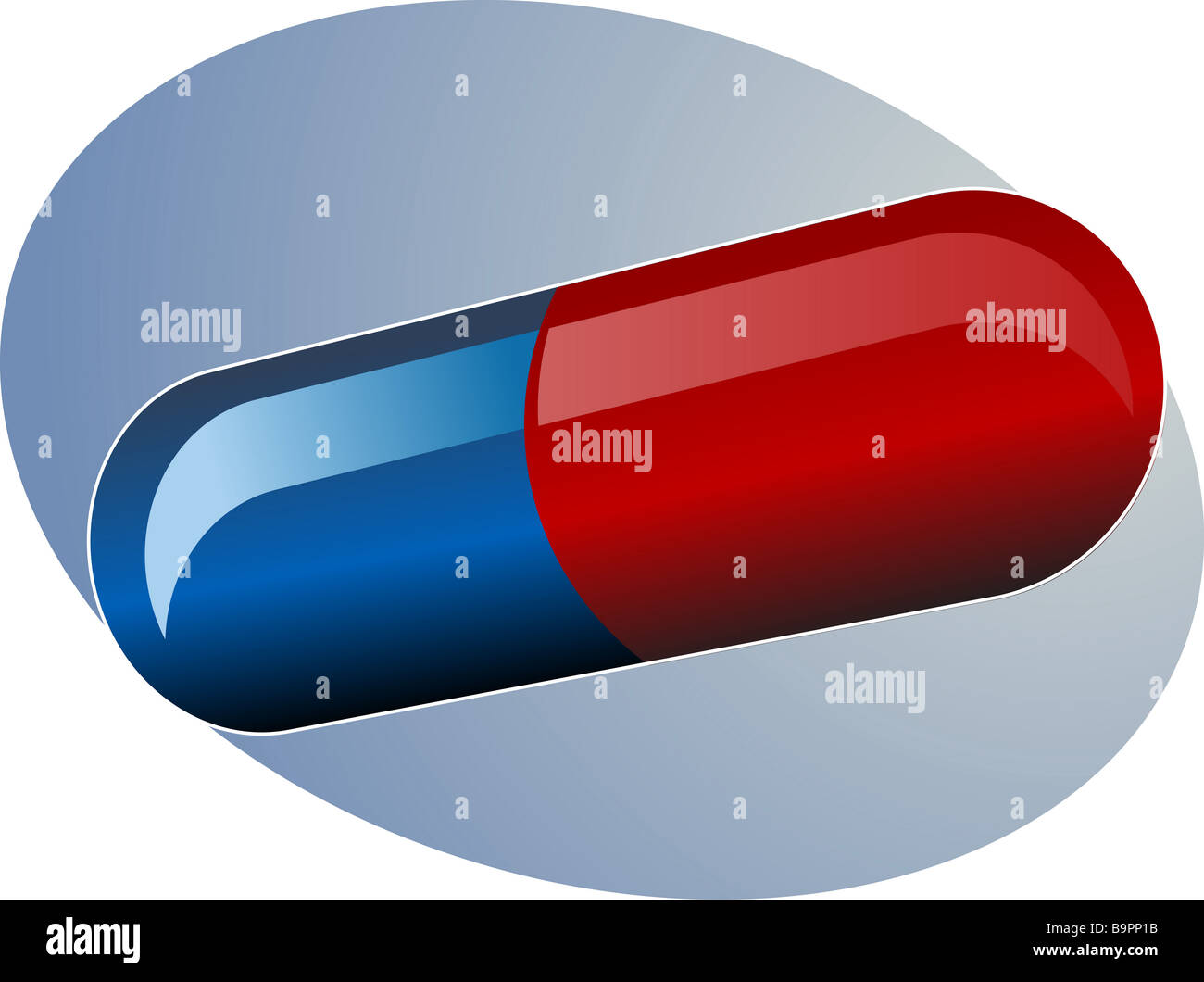 Illustration of medical pill medicine capsule in blue and red Stock Photo Alamy