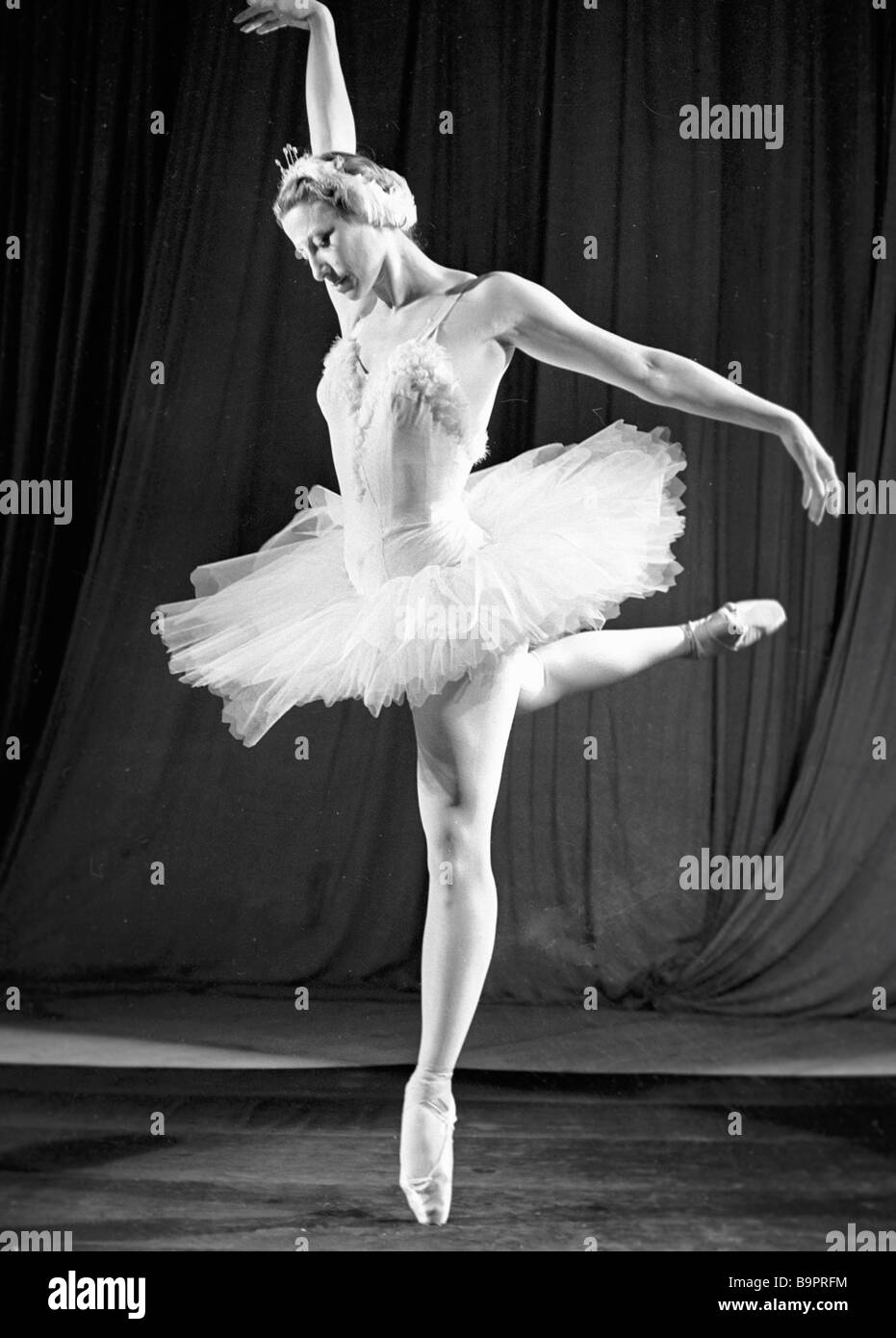 Maya Plisetskaya as Queen Odette in ballet Swan Lake Stock Photo -