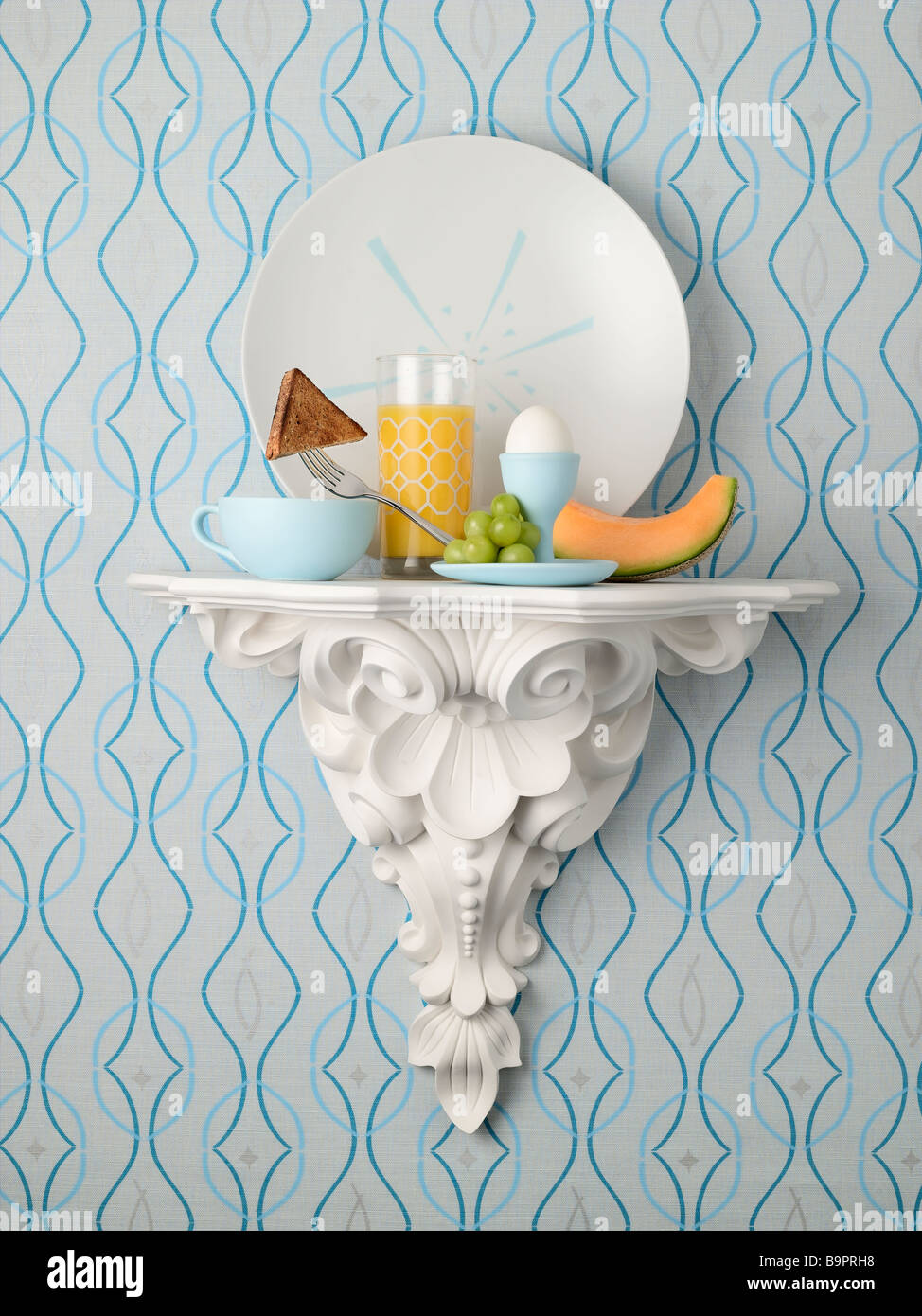 Breakfast foods on Pedestal Shelf Stock Photo Alamy