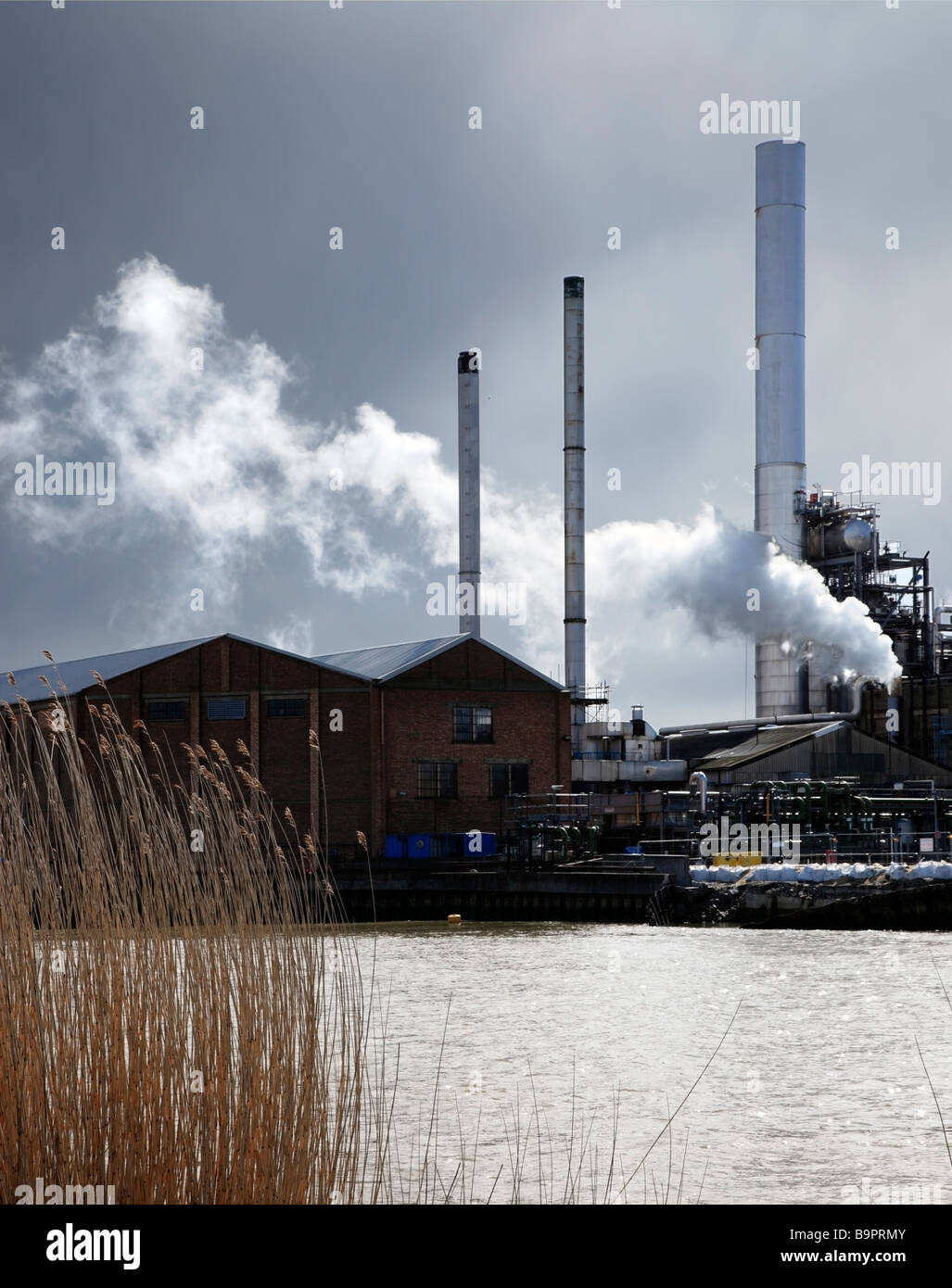 The Smurfit Kappa Paper Mill on the banks of the river Medway Mill Street Snodland Kent England UK ME6 5AX Stock Photo