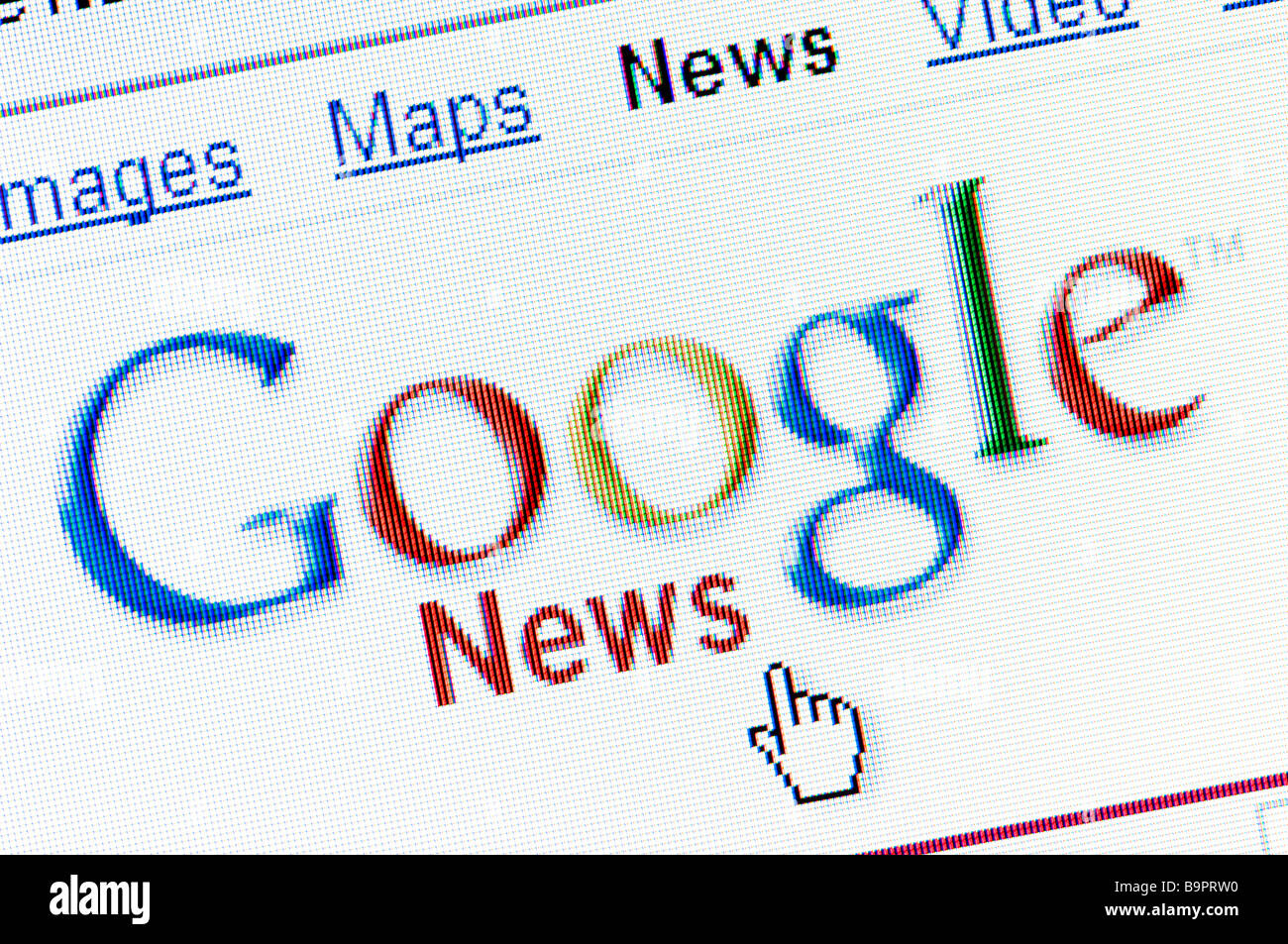 Macro screenshot of Google News website page (Editorial use only Stock