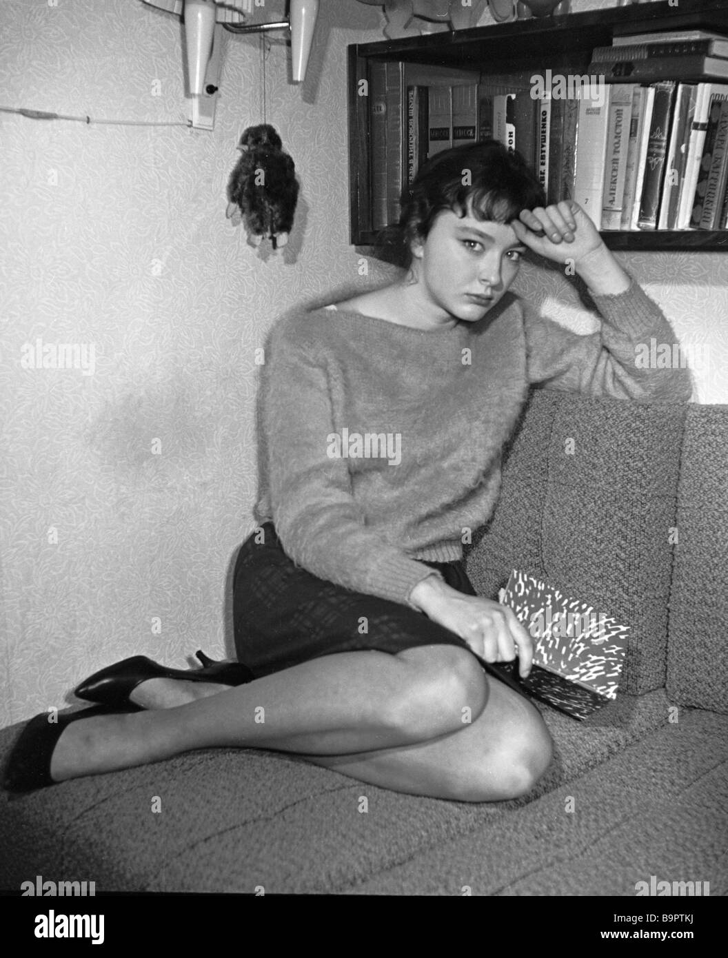Actress Anastasia Vertinskaya in her apartment Stock Photo - Alamy