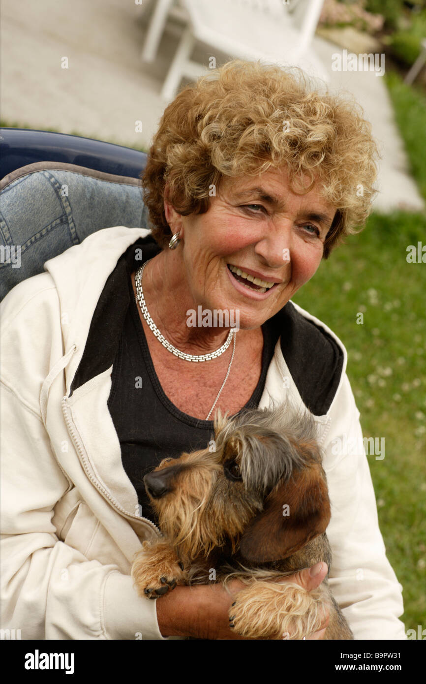 Senior and Dog Stock Photo