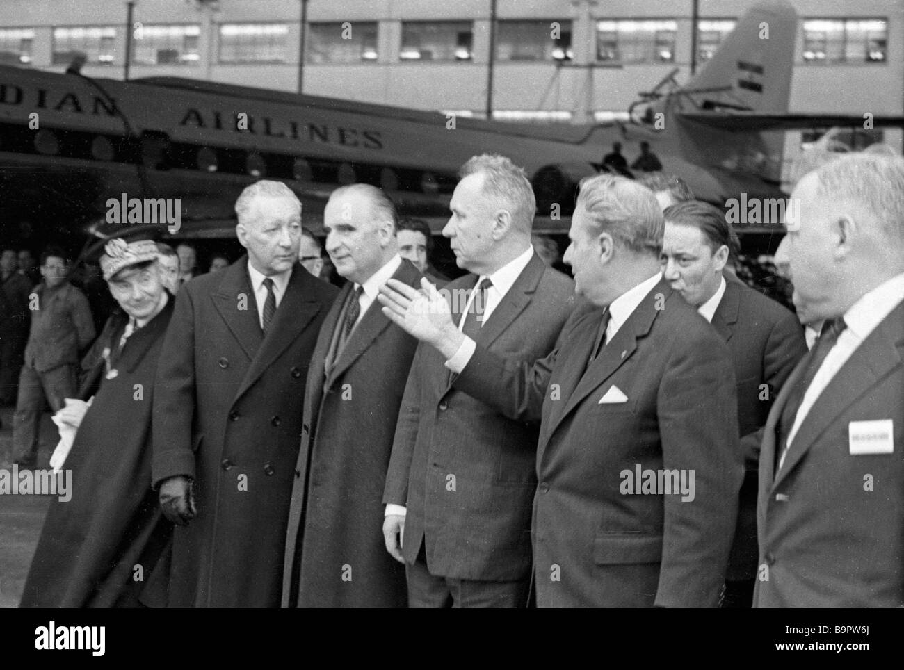 Soviet Prime Minister Alexei Kosygin centre and accompanying persons at ...