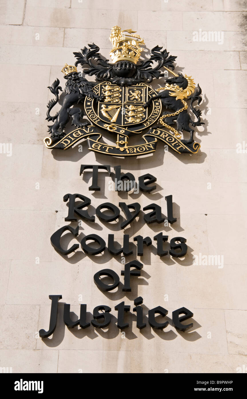 Royal Courts of Justice coat of arms and crest the Strand London Stock Photo