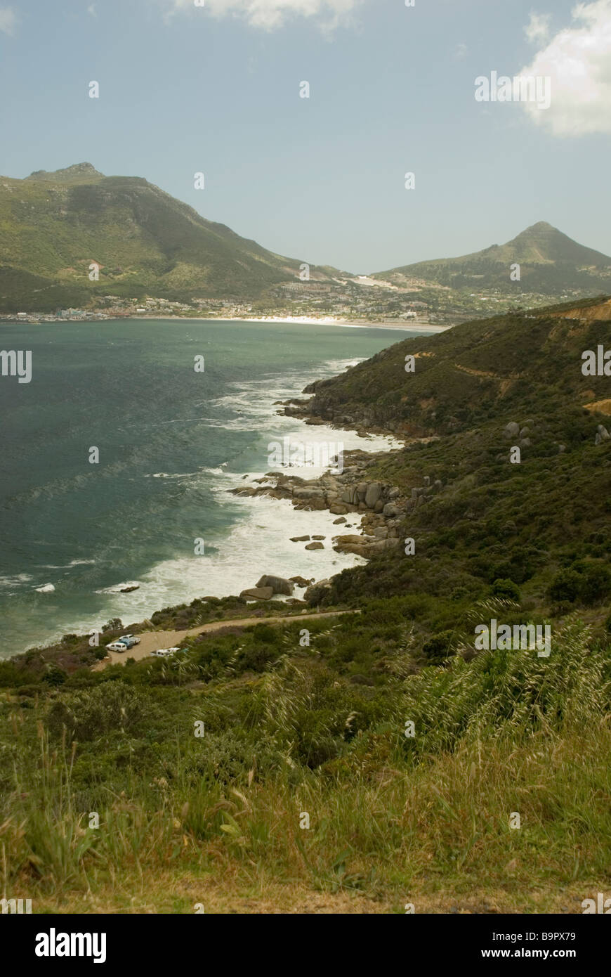 Hout Bay (Houtbaai), a coastal suburb of Cape Town, South Africa. View from Chapman's Peak Stock Photo