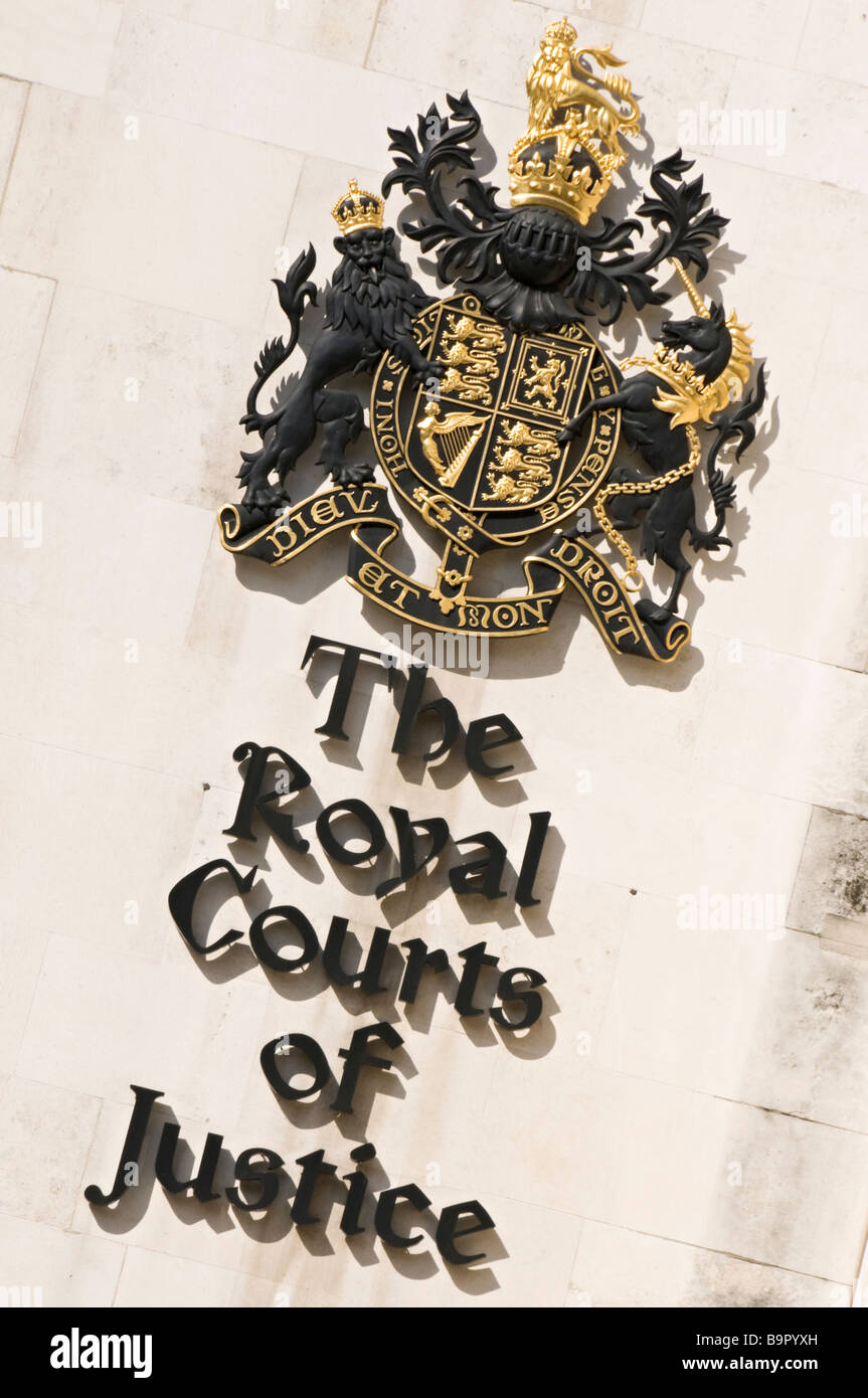 Royal Courts of Justice coat of arms and crest the Strand London Stock Photo